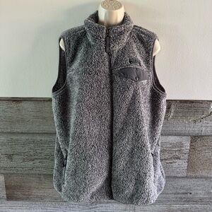 L.L. Bean Men’s Sherpa Fleece Vest XL Gray Full Zip Pile Lined Outdoor (T1)